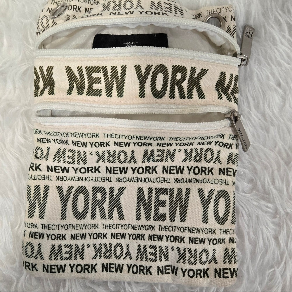 Robin Ruth New York City Canvas Cream Black Typography Travel Pouch